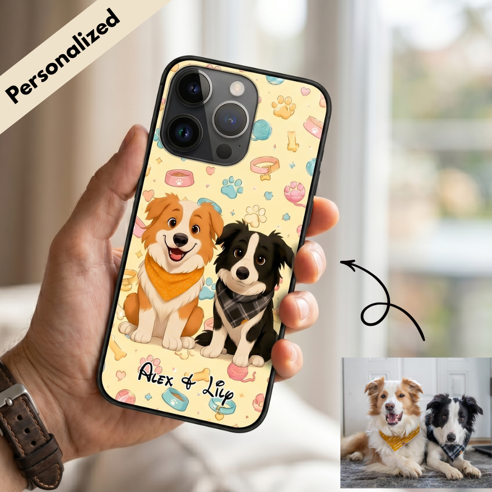 Upload Image to 2D Cute Style- - Dog / Cat - Personalized Custom Phone Case