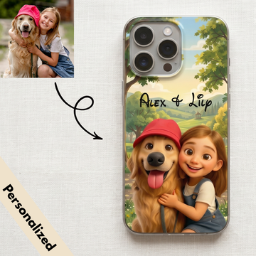 Upload Image to 3D Cute Style - Dog/Cat And Mom - Personalized Custom Phone Case