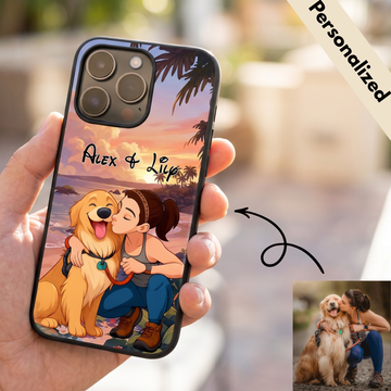Upload Image to 2D Cute Style - Dog/Cat And Mom  Summer - Personalized Custom Phone Case - Beach Background