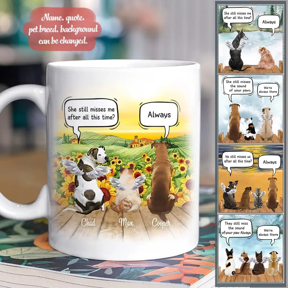 Custom Mug For Pet Lovers - Unique Gift With Personalized Pets, Dogs/Cats See The Sunset