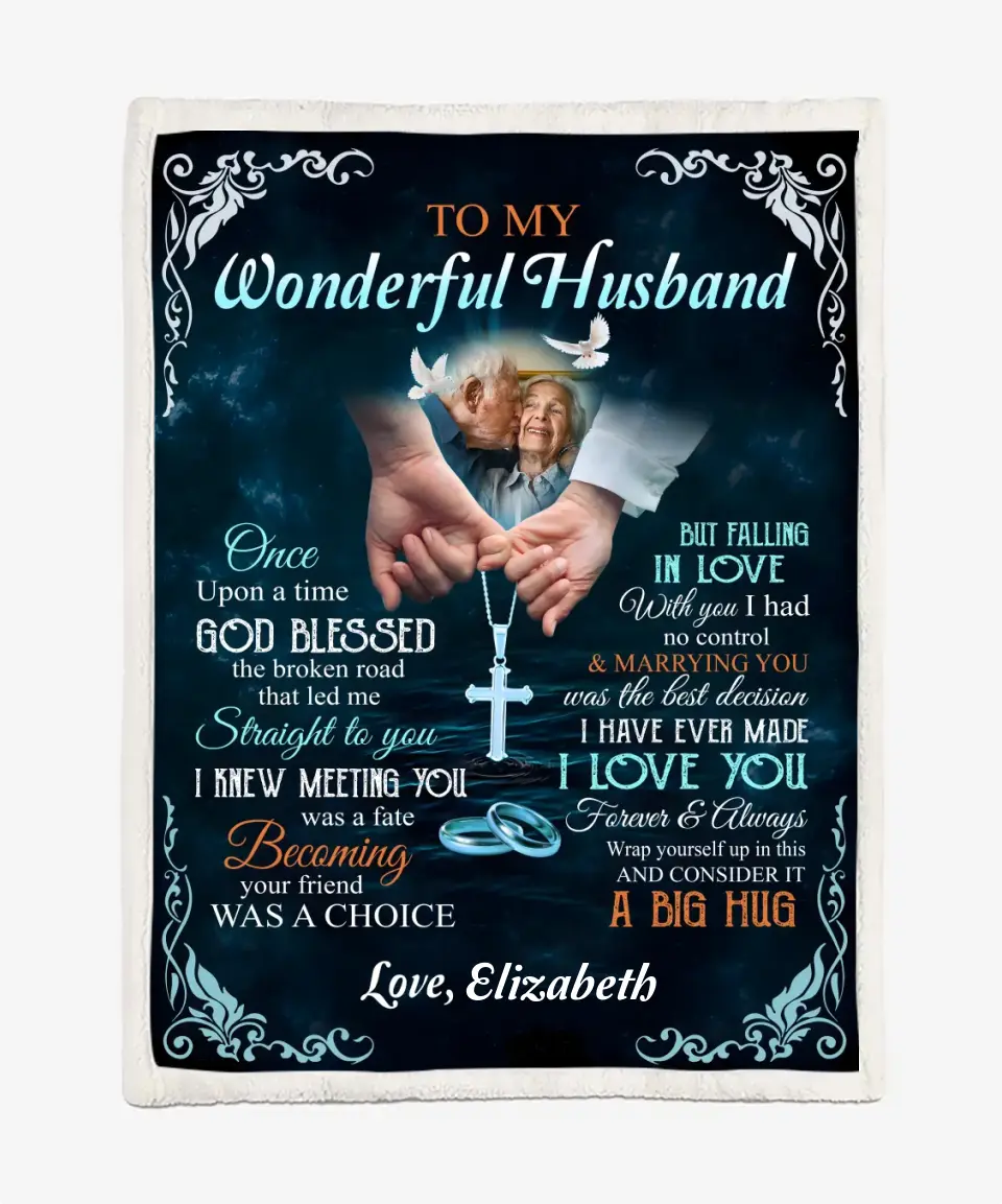 To My Husband Blanket - God Blessed The Broken Road That Led Me Straight To You - Upload An Image & Custom Name