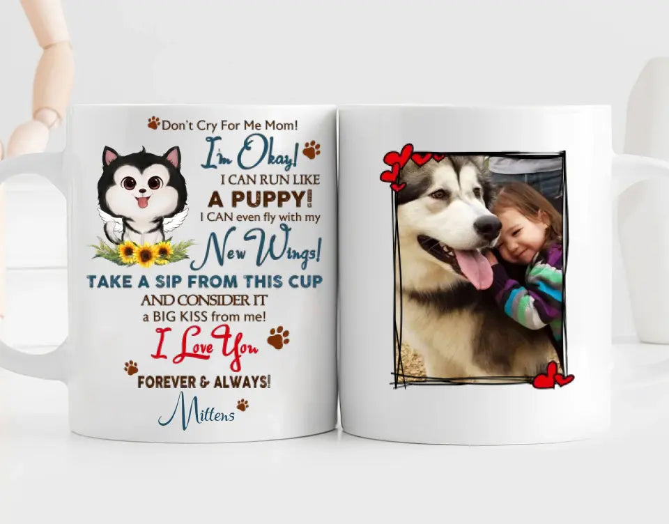 Personalized Pet Mugs - I Can Even Fly With My New Wings Mug - Pet Memorial Gift - Upload An Pictures & Custom Name