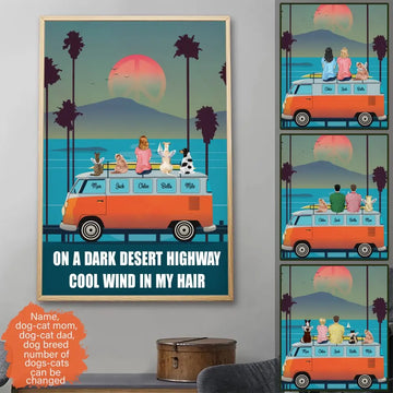 Parent With Pets On The Bus Canvas - Custom Canvas Art for Pet Lovers - Unique Gift With Personalized Dogs/Cats & Name