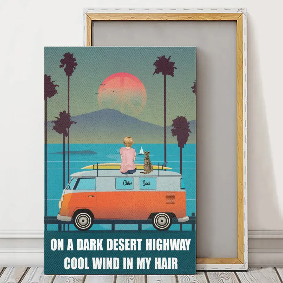 Parent With Pets On The Bus Canvas - Custom Canvas Art for Pet Lovers - Unique Gift With Personalized Dogs/Cats & Name