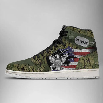 CUSTOM PERSONALIZED VETERAN HIGHTOP- US NAVY VETERAN MILITARY SHOE