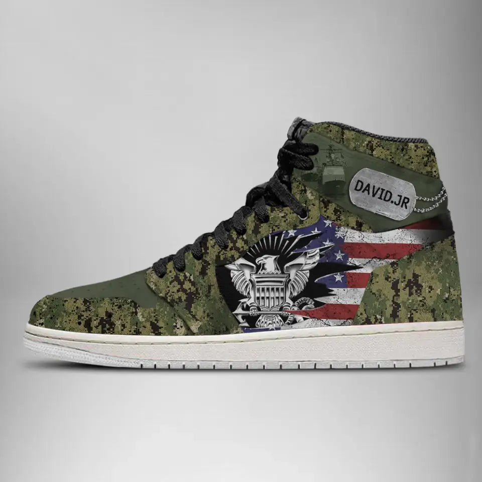 CUSTOM PERSONALIZED VETERAN HIGHTOP- US NAVY VETERAN MILITARY SHOE