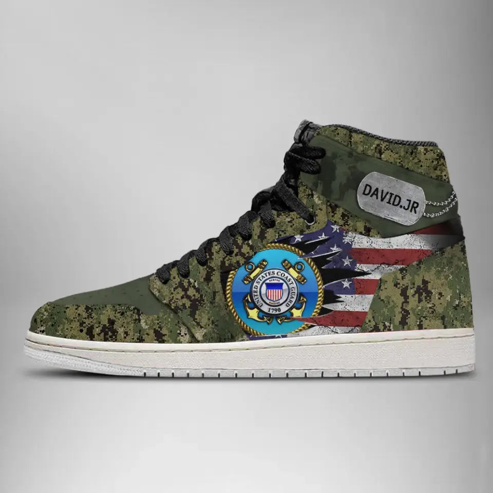 CUSTOM PERSONALIZED VETERAN HIGHTOP- US COAST GUARD VETERAN MILITARY SHOE