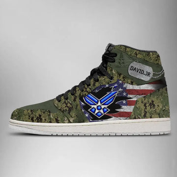 CUSTOM PERSONALIZED VETERAN HIGHTOP- US AIR FORCE VETERAN MILITARY SHOE VER 2