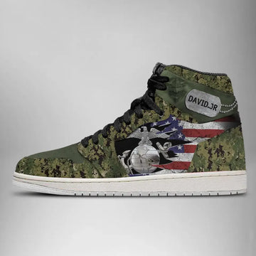 CUSTOM PERSONALIZED VETERAN HIGHTOP- US MARINE VETERAN MILITARY SHOE VER 5