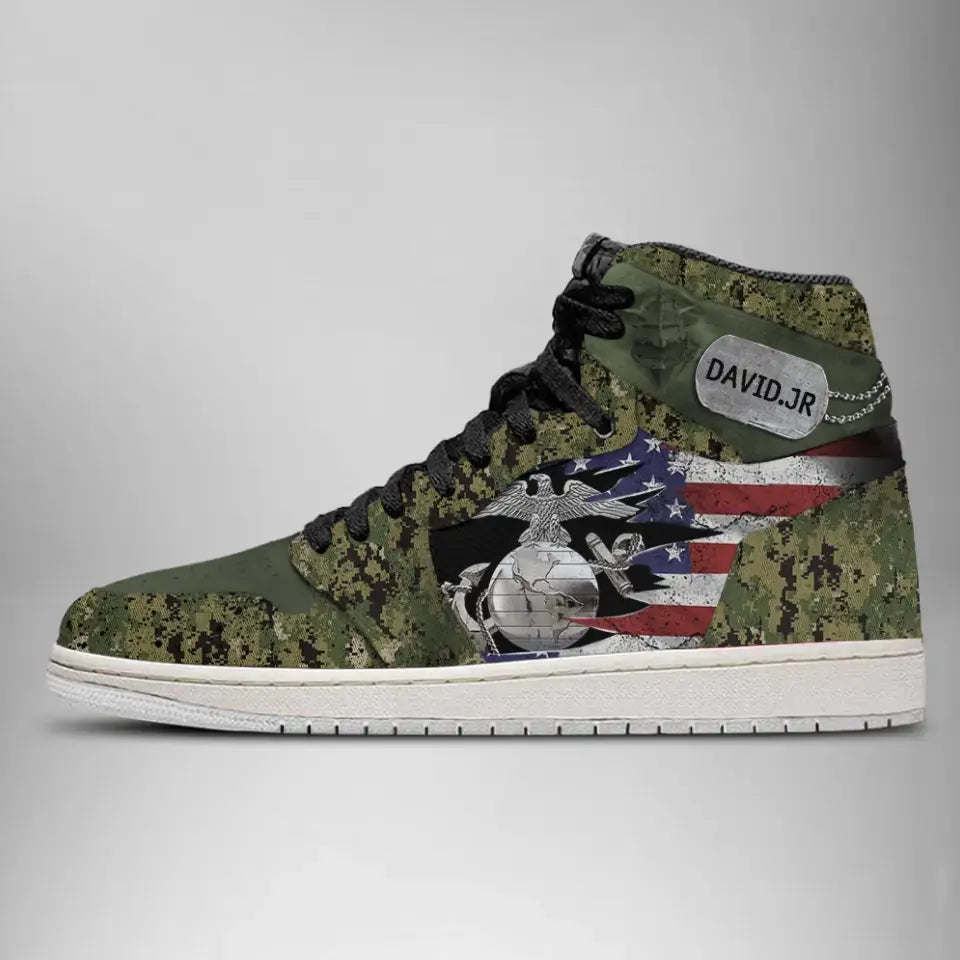 CUSTOM PERSONALIZED VETERAN HIGHTOP- US MARINE VETERAN MILITARY SHOE VER 5