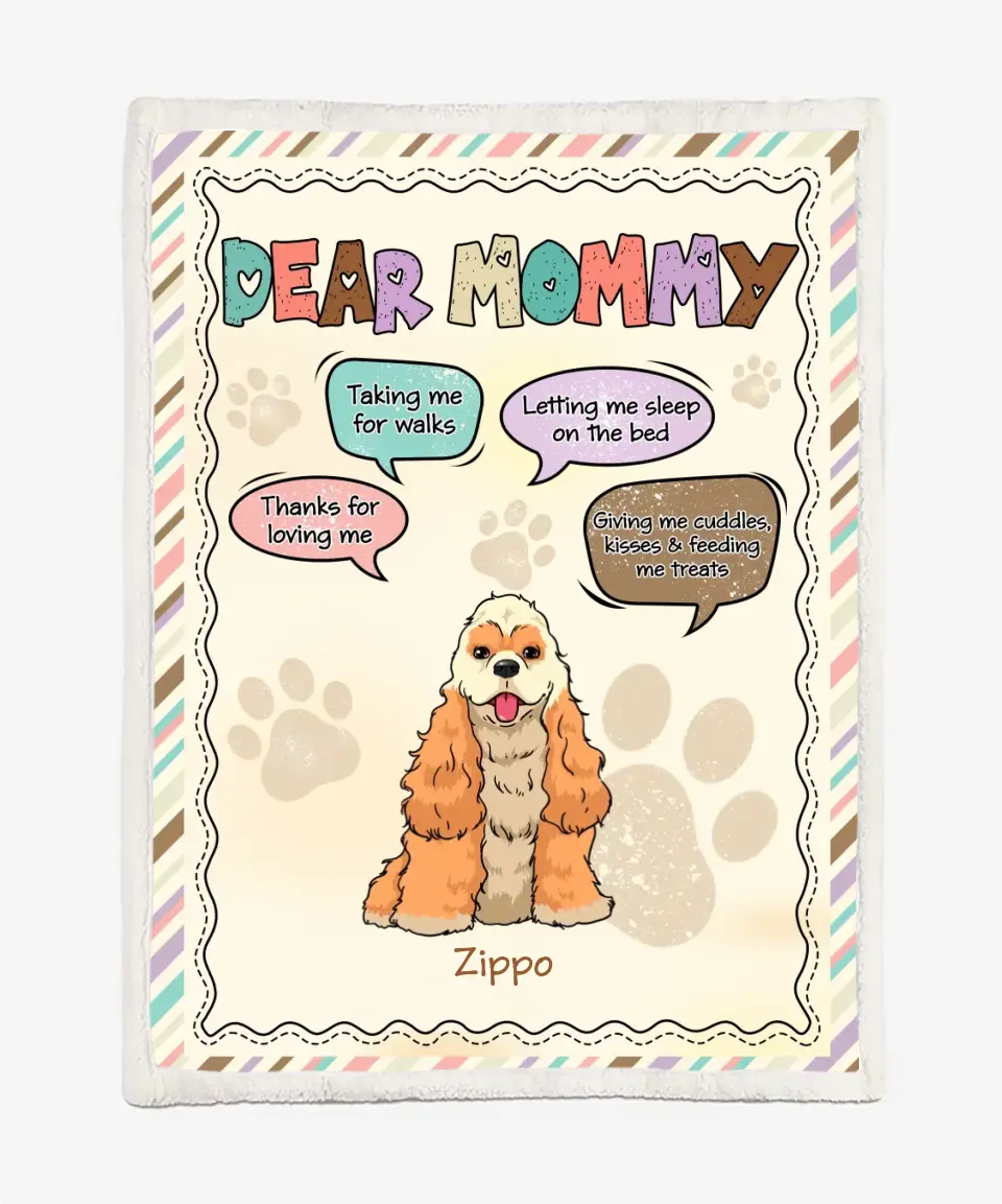Custom Pet Blankets - Dear Mommy/Dear Daddy Blanket - Custom Dog & Cat Blanket - Blanket Personalized Choose Up to 3 Pets