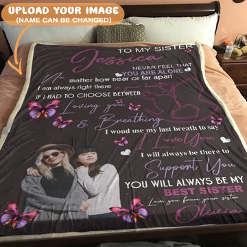 To My Sister Blanket - Gift For Sister - Upload A Picture & Personalized Names 2