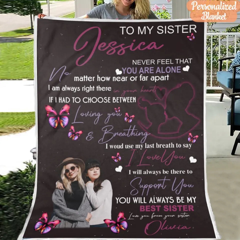 To My Sister Blanket - Gift For Sister - Upload A Picture & Personalized Names 2