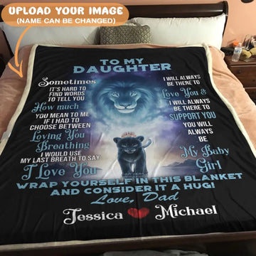 To My Daughter Blanket From Dad - Lion & Cub 
Blanket - Personalized Names