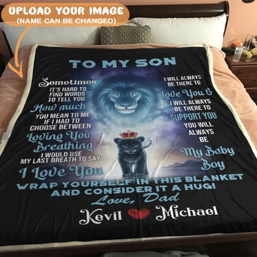 To My Son Blanket From Dad - Lion & Cub Blanket - Personalized Names