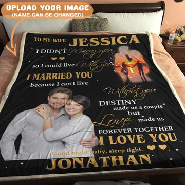 Husband And Wife Blanket - Gift To Wife - Upload A Picture & Personalized Names