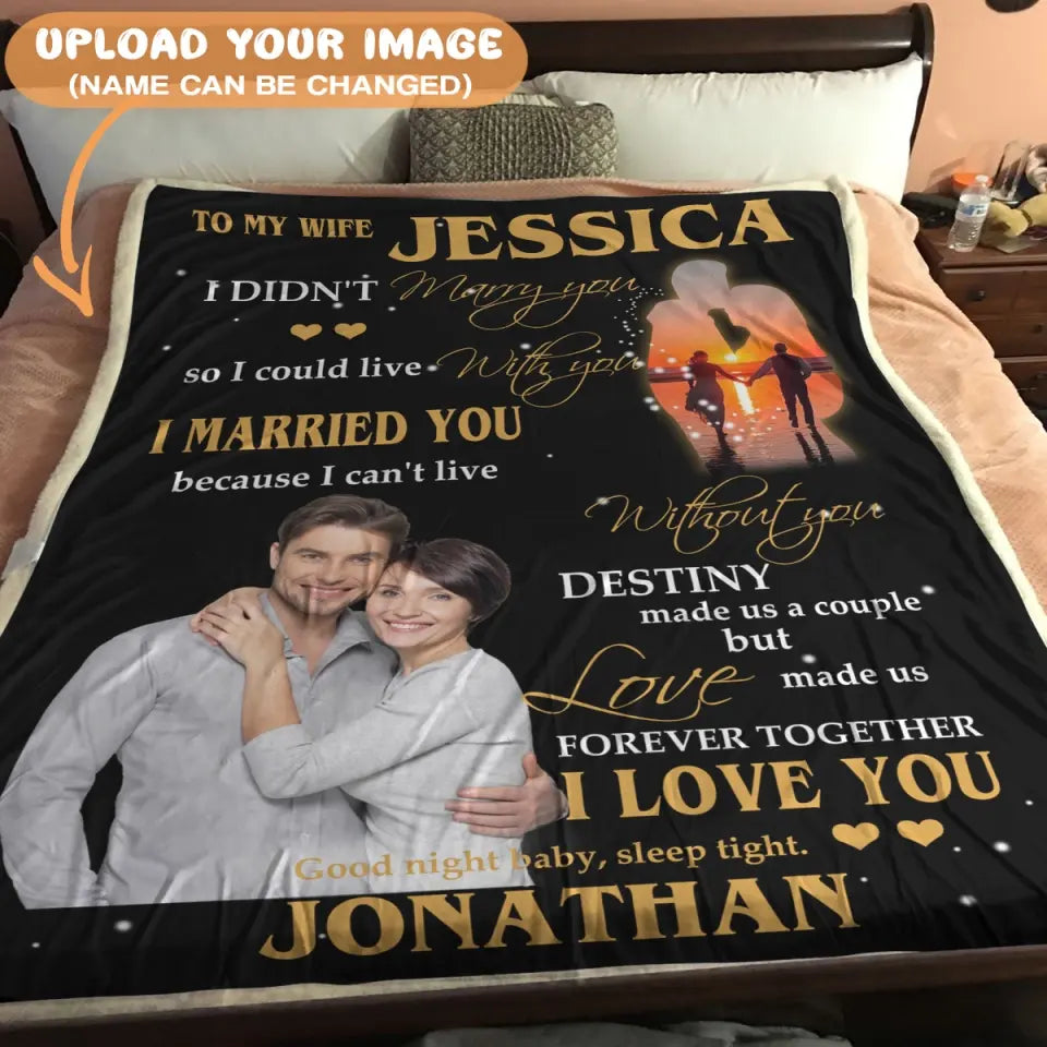 Husband And Wife Blanket - Gift To Wife - Upload A Picture & Personalized Names
