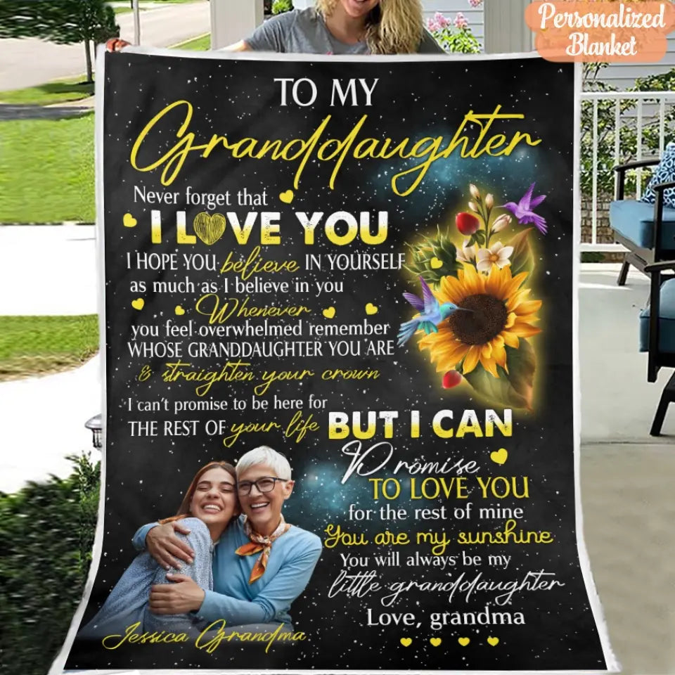 Grandmother & Granddaughter Blanket - Gift For Grandaughter - Upload A Picture & Personalized Names