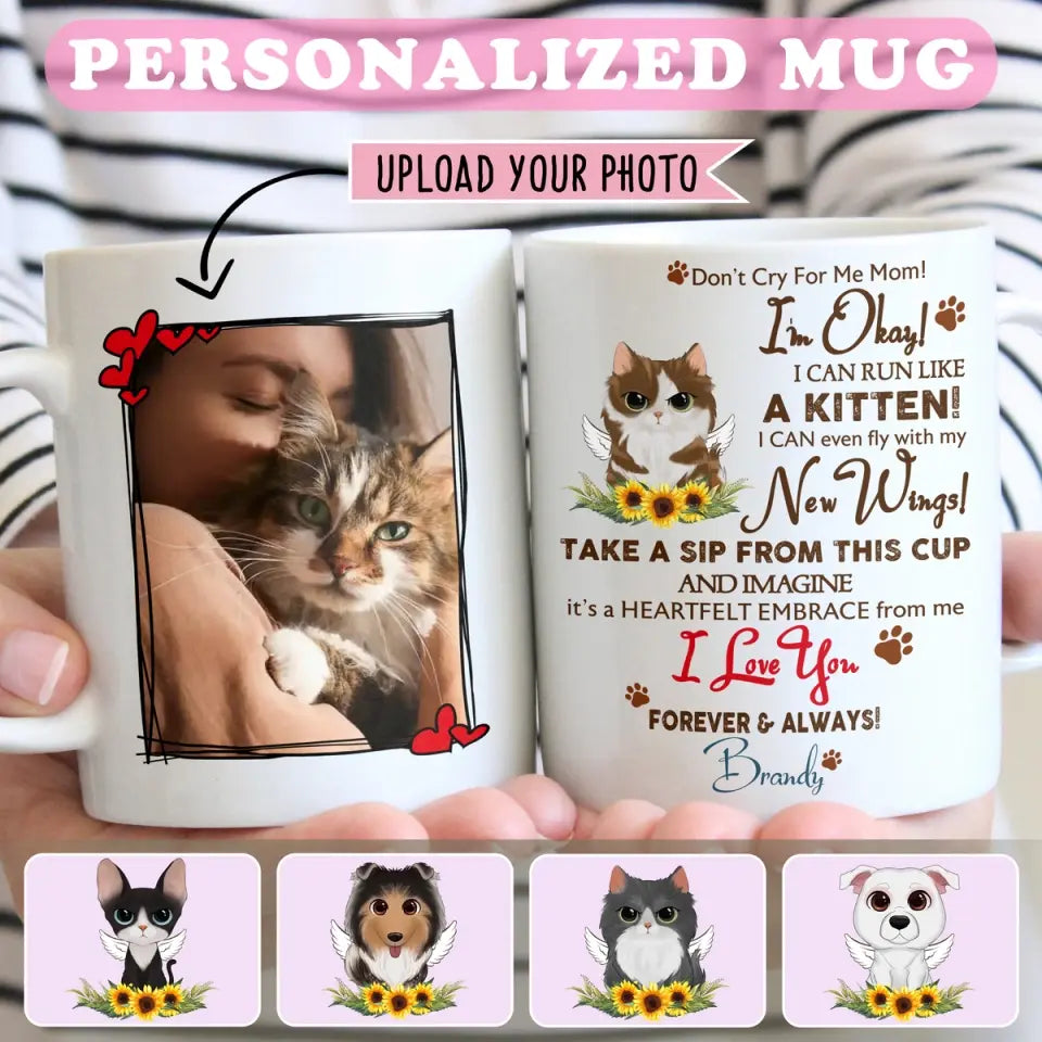 Personalized Pet Mugs - I Can Even Fly With My New Wings Mug - Pet Memorial Gift - Upload An Pictures & Custom Name