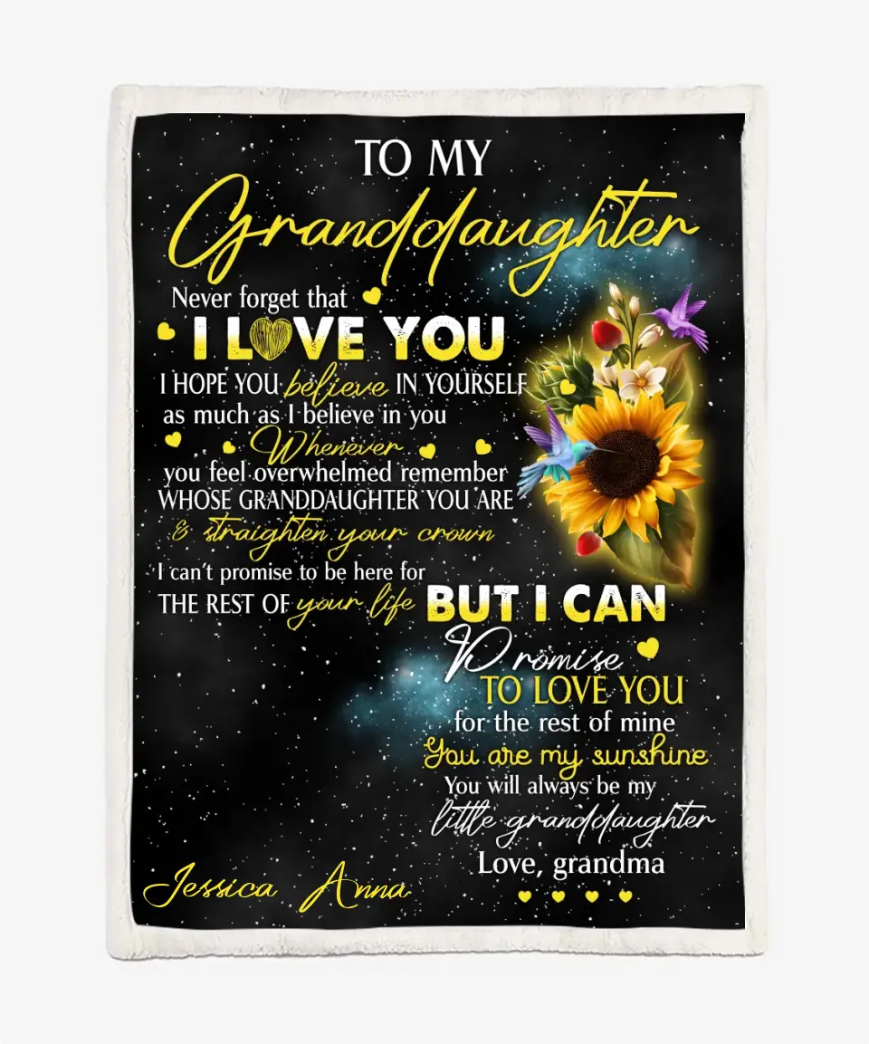 Grandmother & Granddaughter Blanket - Gift For Grandaughter - Upload A Picture & Personalized Names