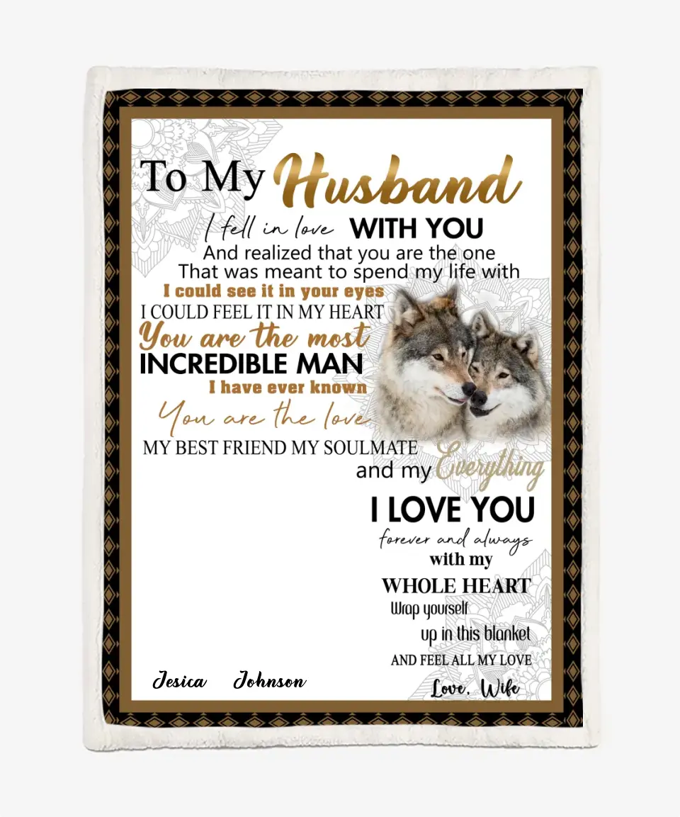 To My Husband From Wife Blankets - Romantic Letter Blanket - Upload A Picture & Personalized Names