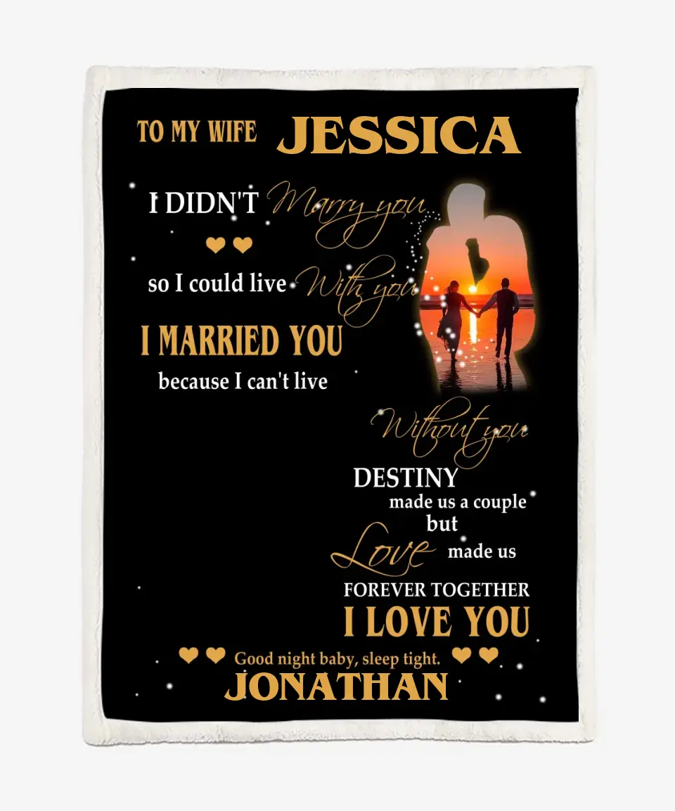 Husband And Wife Blanket - Gift To Wife - Upload A Picture & Personalized Names
