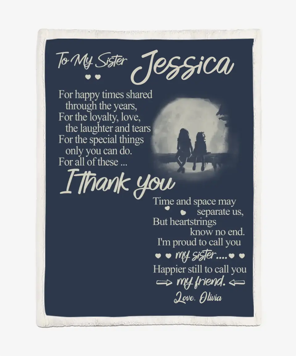 To My Sister Blanket - Gift For Sister - Upload A Picture & Personalized Names