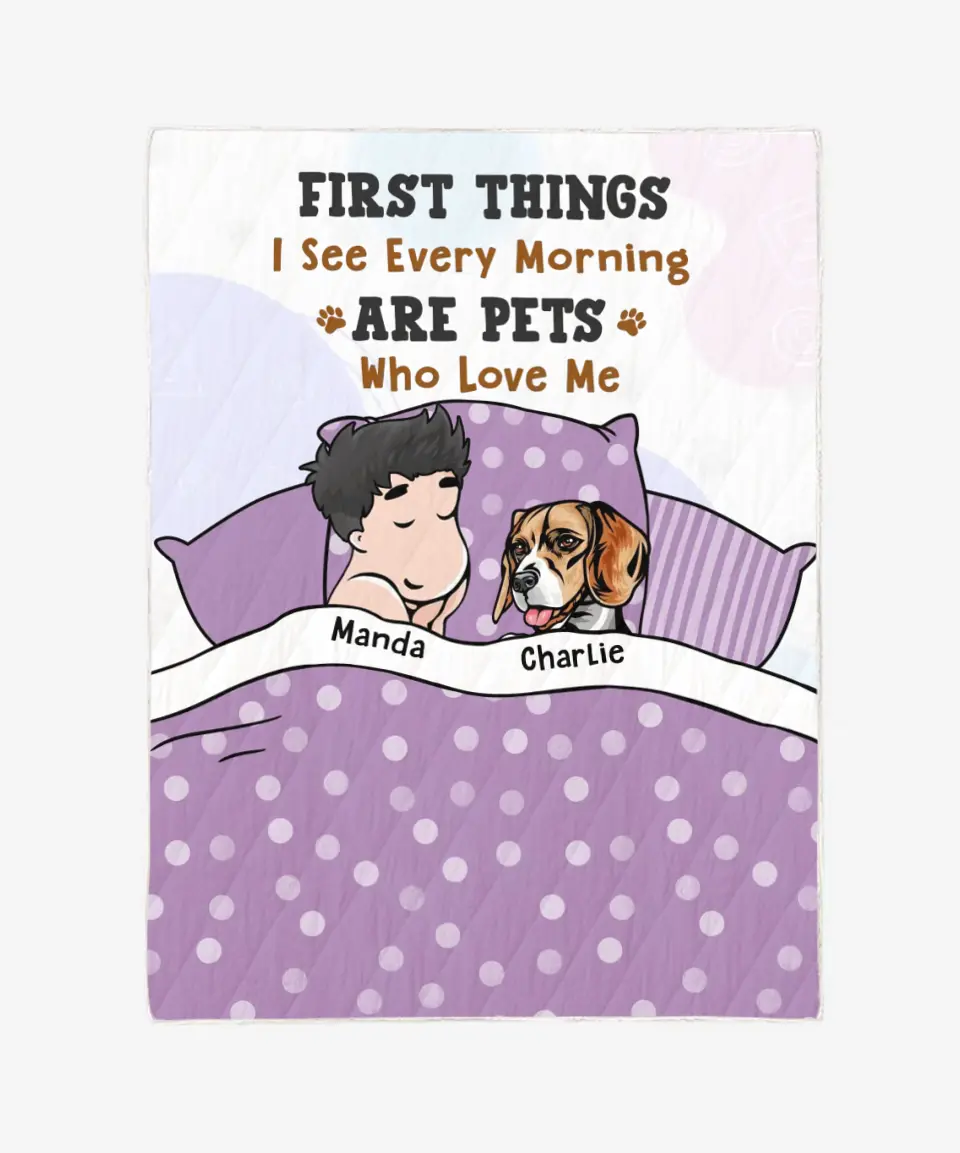 Custom Blanket For Pet Lovers - Dad Or Mom With Dogs Cats - Up to 6 Pets