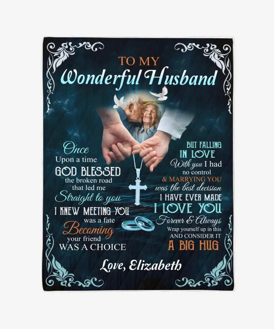 To My Husband Blanket - God Blessed The Broken Road That Led Me Straight To You - Upload An Image & Custom Name