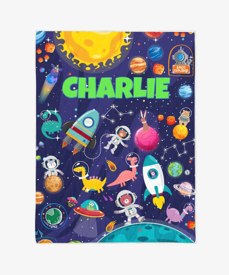 Space Explorer Blanket - Custom Name Blanket