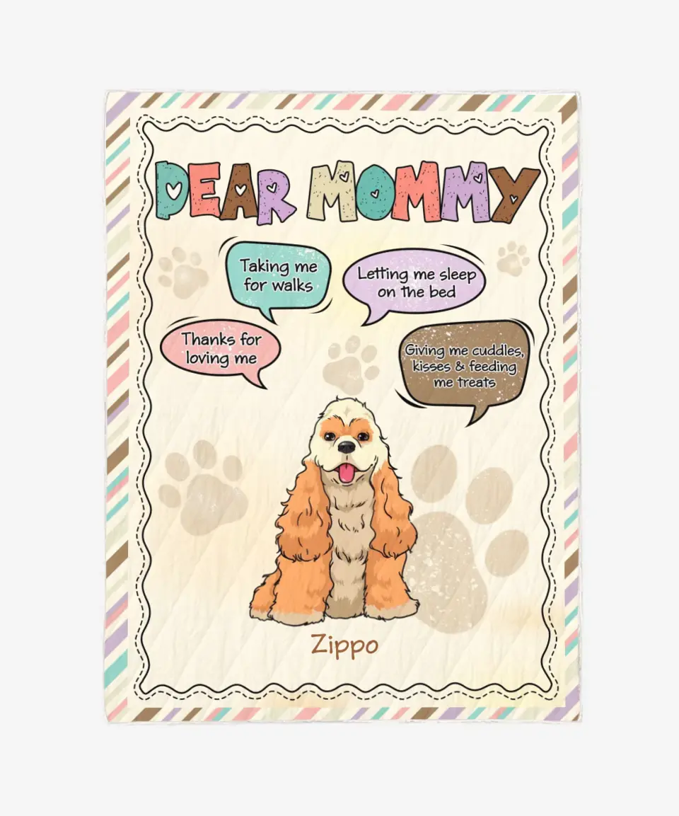 Custom Pet Blankets - Dear Mommy/Dear Daddy Blanket - Custom Dog & Cat Blanket - Blanket Personalized Choose Up to 3 Pets
