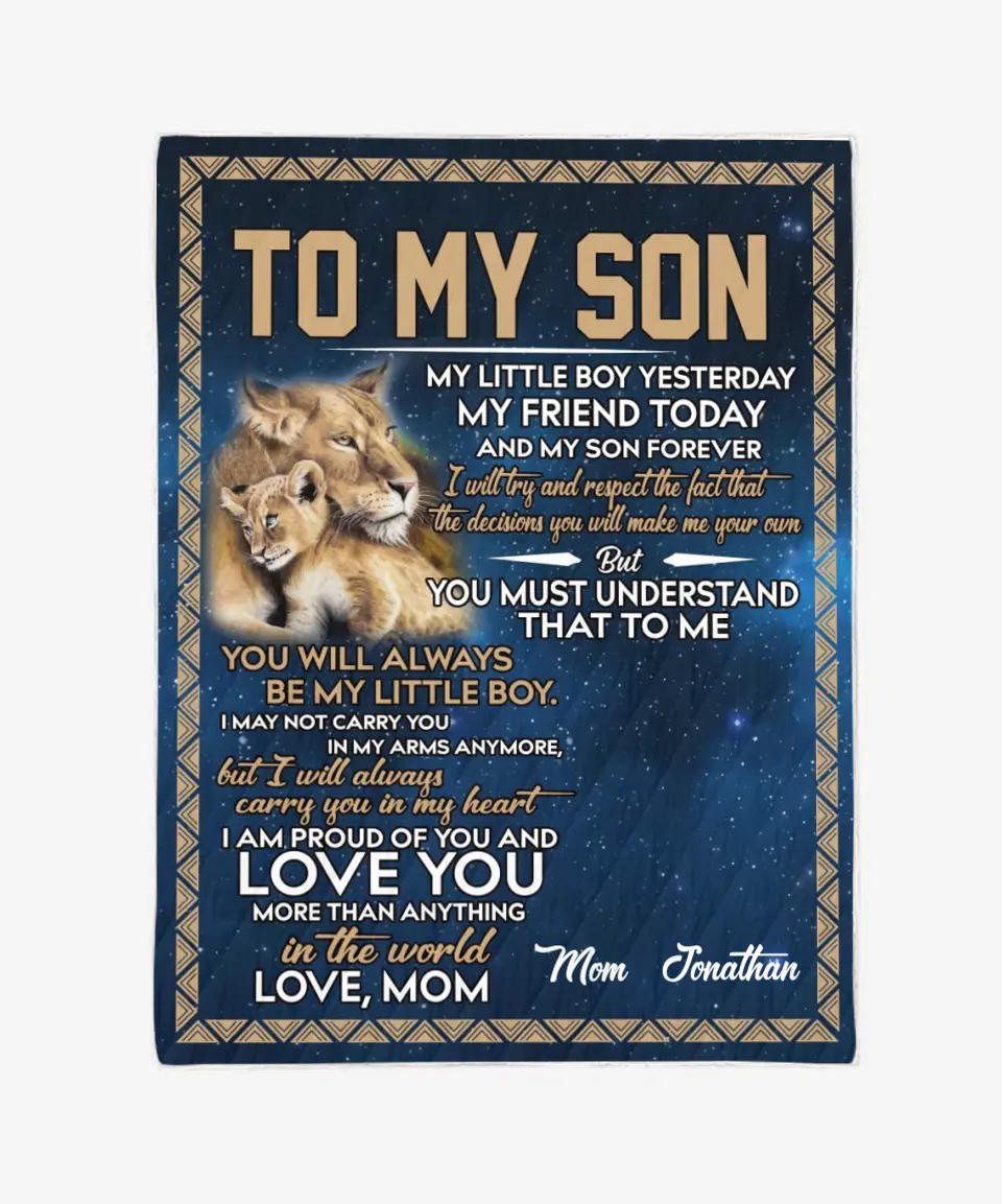 To My Son Blanket From Mom - Lion Blanket - Upload A Picture & Personalized Name