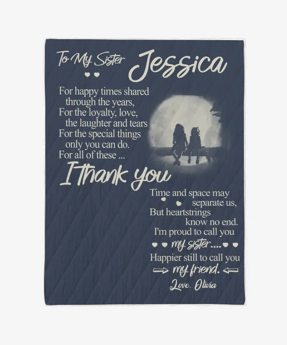 To My Sister Blanket - Gift For Sister - Upload A Picture & Personalized Names