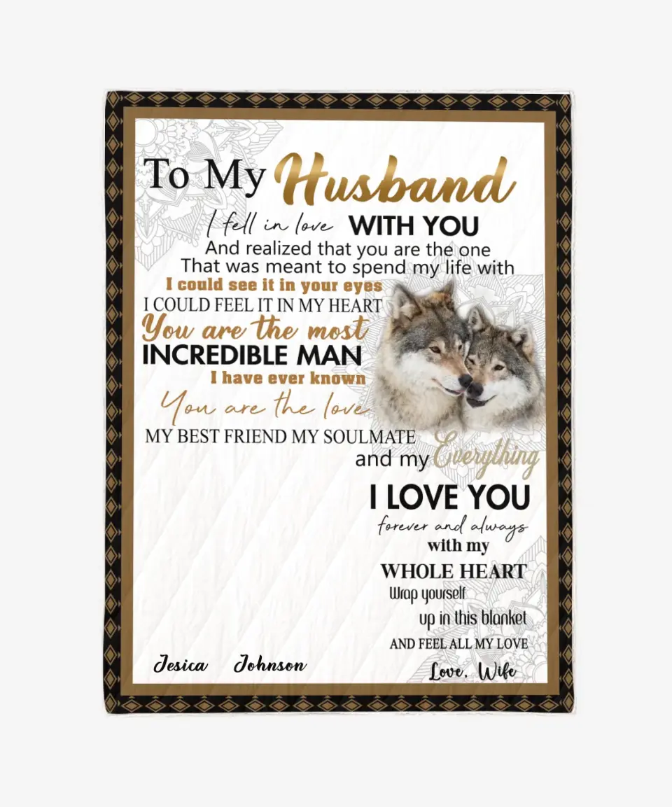 To My Husband From Wife Blankets - Romantic Letter Blanket - Upload A Picture & Personalized Names