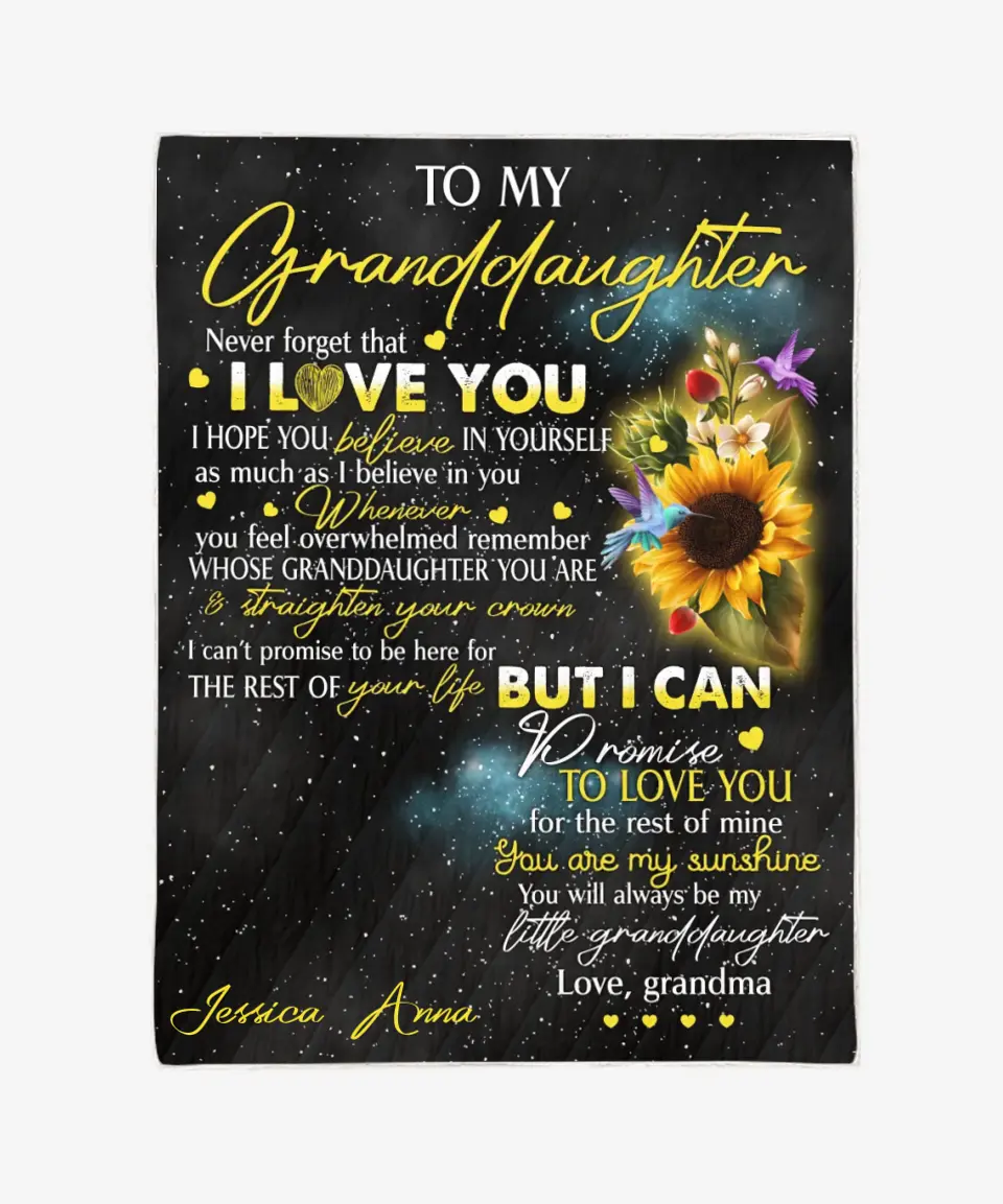 Grandmother & Granddaughter Blanket - Gift For Grandaughter - Upload A Picture & Personalized Names