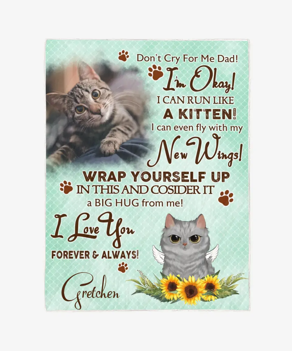 Personalized Cat Blanket - Custom Cat Blanket - Don't Cry For Me Kitten