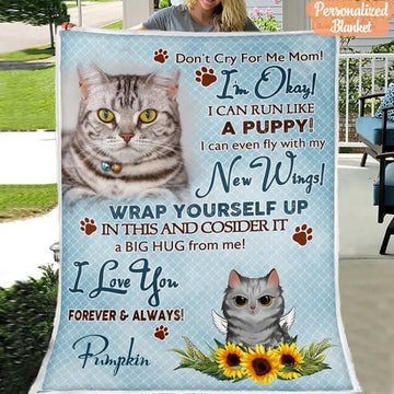 Personalized Cat Blanket - Custom Cat Blanket - Don't Cry For Me Kitten