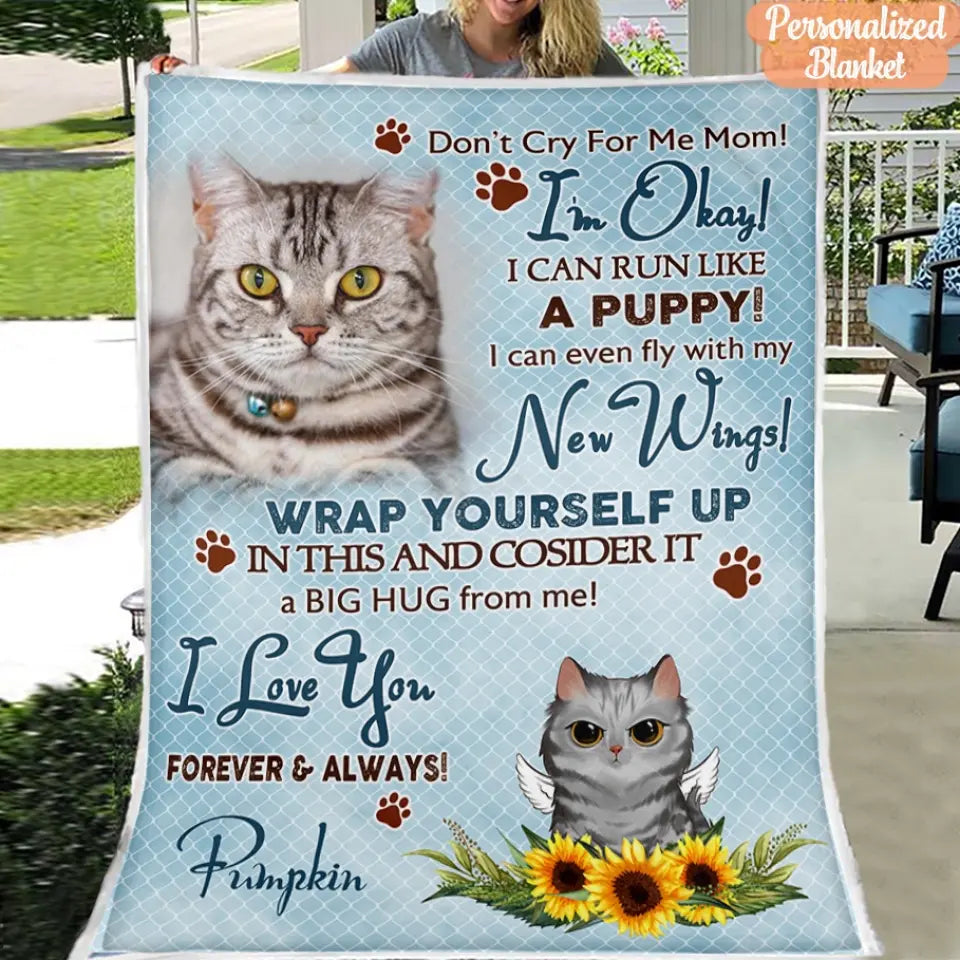 Personalized Cat Blanket - Custom Cat Blanket - Don't Cry For Me Kitten