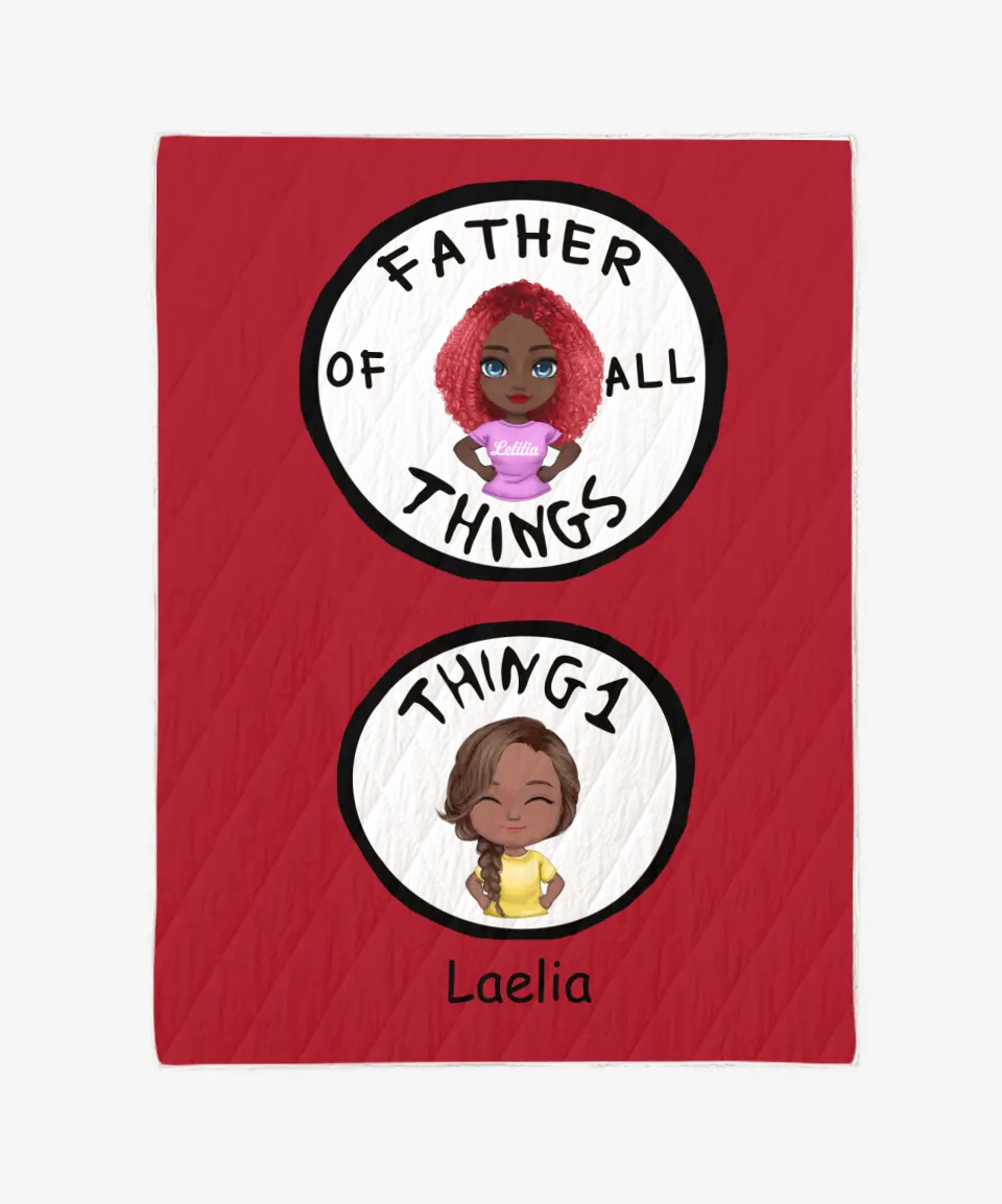 Father/Mother Red All Of Things Blanket - Personalized Dad/Mom & Children Blanket - Choose Boy/Girl Custom Name
