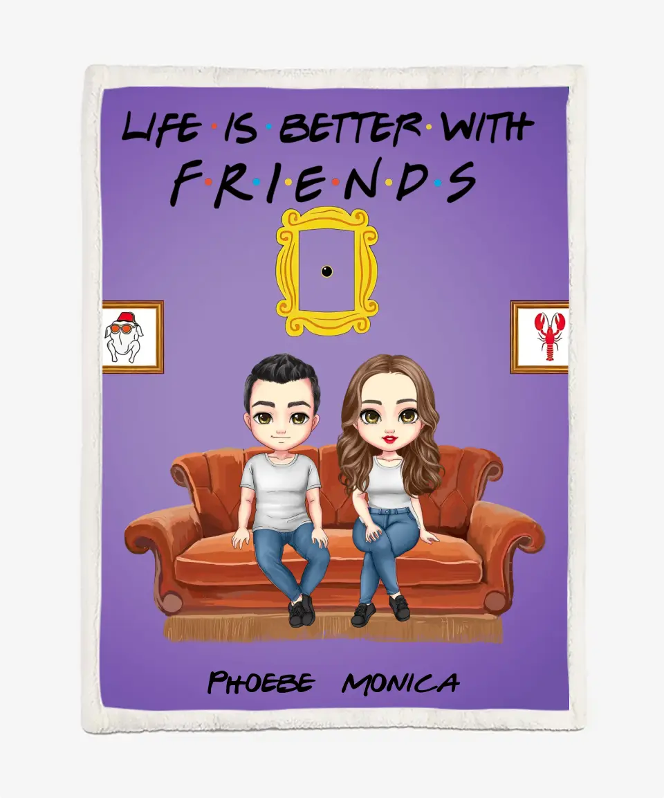 Personalized Friends TV Shows Series Blanket - Friends Quotes Blanket - Custom Name Gift Blanket For Friends