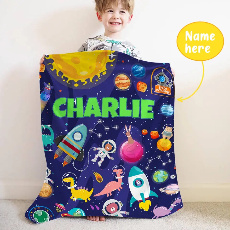 Space Explorer Blanket - Custom Name Blanket