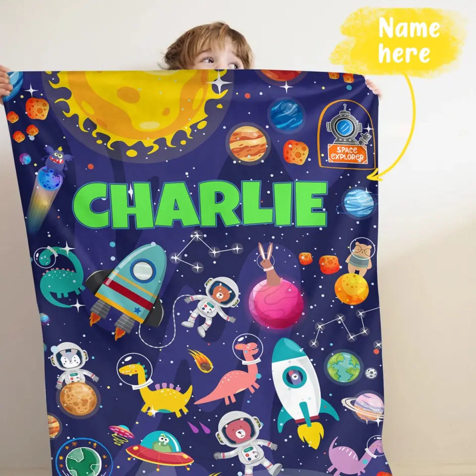Space Explorer Blanket - Custom Name Blanket