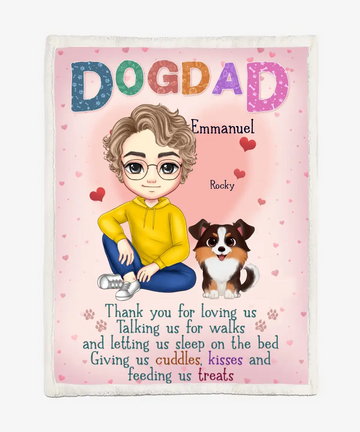 Personalized Dog Mom/ Dog Dad Sitting Blanket - Blankets For Pet Lovers - Custom Names Choose Up To 4 Pets