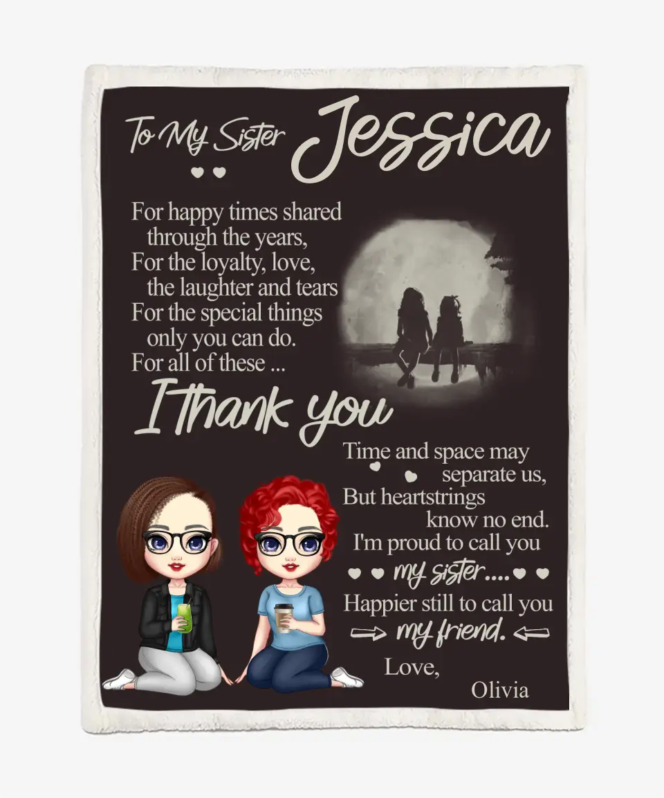 Personalized To My Sister Blanket From Sister - Chi bi 2 Sister/ 3 Sister Blanket - Family Blanket Customized Name