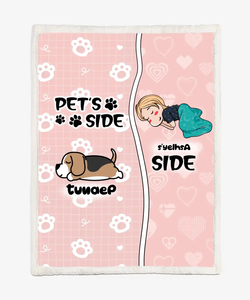 Personalized Dog Blanket - Custom Blanket - Cat Blanket - Pet's Side - Up To 7 Pets/Dogs/Cats