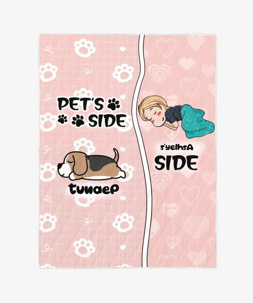 Personalized Dog Blanket - Custom Blanket - Cat Blanket - Pet's Side - Up To 7 Pets/Dogs/Cats