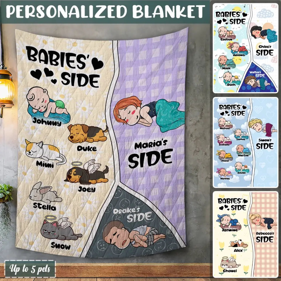Personalized Dog/Cat Blanket -  Dad/Mom And Baby Custom Name Blanket - Choose Up To 5 Pets/Dogs/Cats