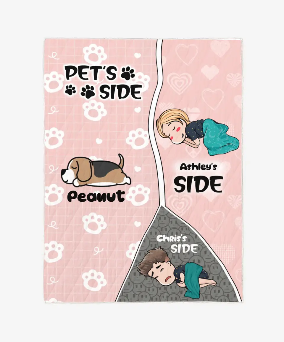 Personalized Dog Blanket - Custom Blanket - Dog Quilt - Cat Blanket - Pet's Side - Up To 6 Pets/Dogs/Cats