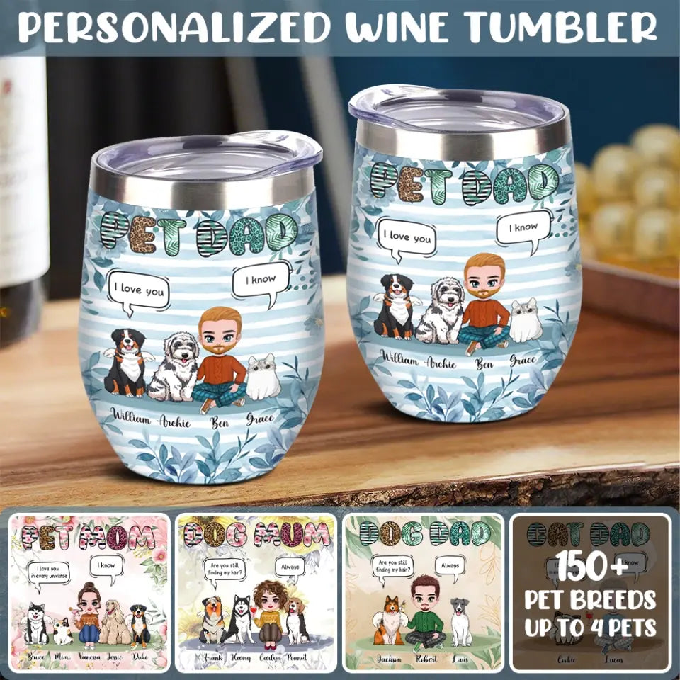 Personalized Woman Pet Wine Tumbler - Dog Wine Tumbler - Cat Wine Tumbler