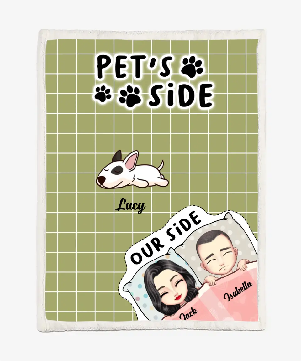 Custom Pet's Side Blanket Quilt - Personalize Blanket for Pet Lover - Dog Blanket - Cat Blanket
